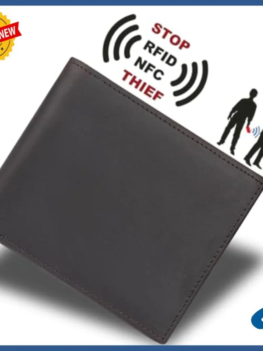 Men's RFID Blocking Bifold Wallet 12 Card Slots Full Grain Leather